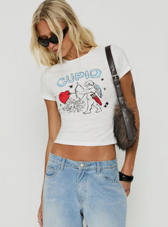 Cupid's Aim Graphic Baby Tee White