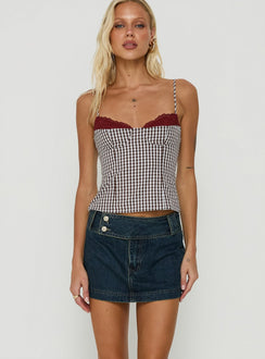 Ladena Mid Rise Double Button Mini Skirt Raw Denim