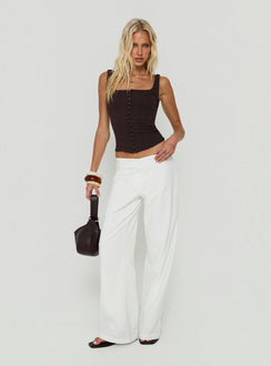 Agazia No Waist Low Rise Straight Pants White