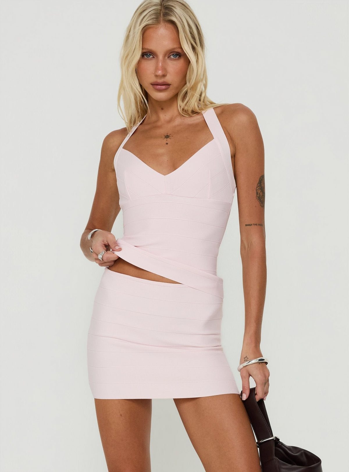 Justina Bandage Mini Skirt Pink