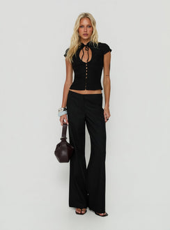 Josiphene Tie Neck Keyhole Top Black