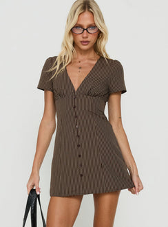 Loveliness Playsuit Brown Stripe