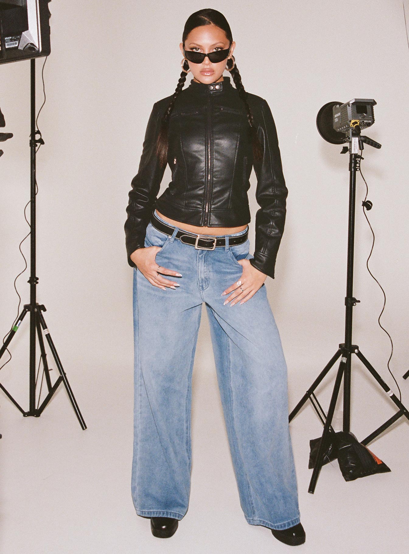 product Princess Polly High Waisted  Naylor Wide Leg Jeans Light Wash Denim