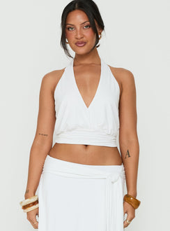 Arabele Halter Wrap Top White