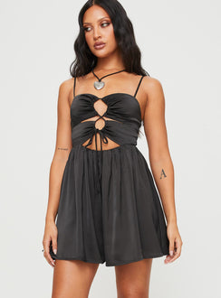 Rozalyn Tie Front Romper Black