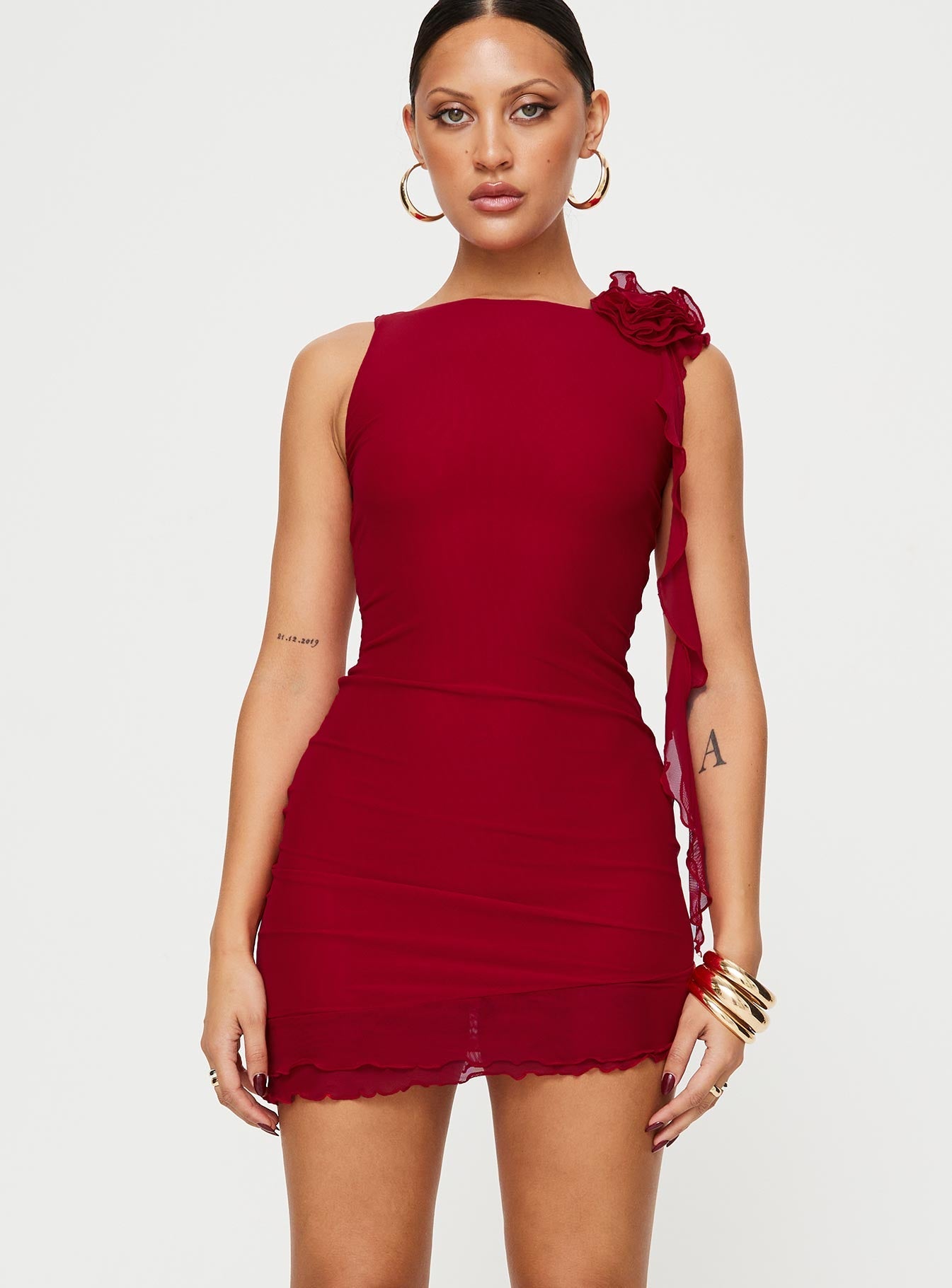product Princess Polly Asymmetric Neckline  Lorello Mini Dress Red