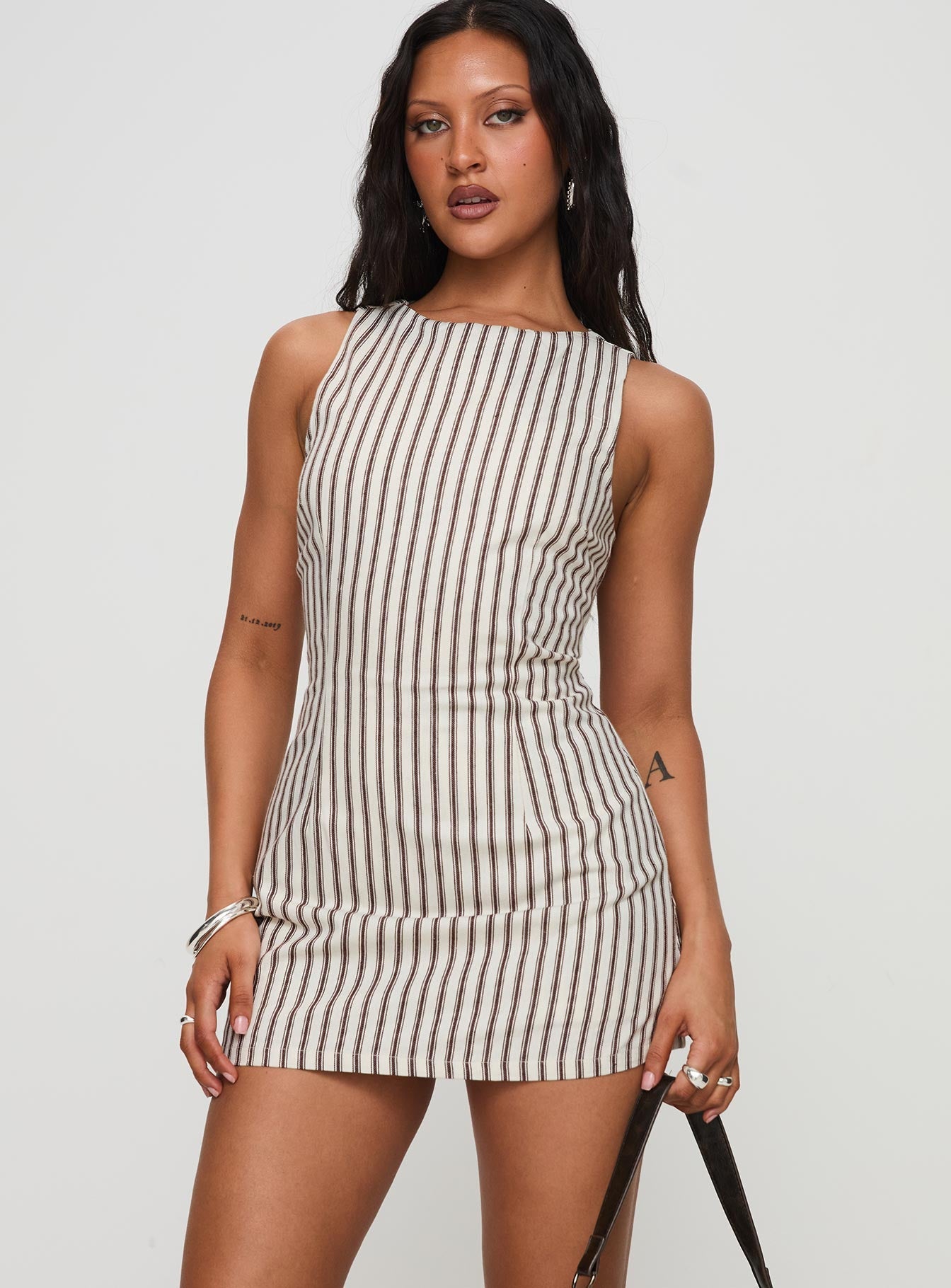 Yumiko Romper Brown Stripe | Princess Polly