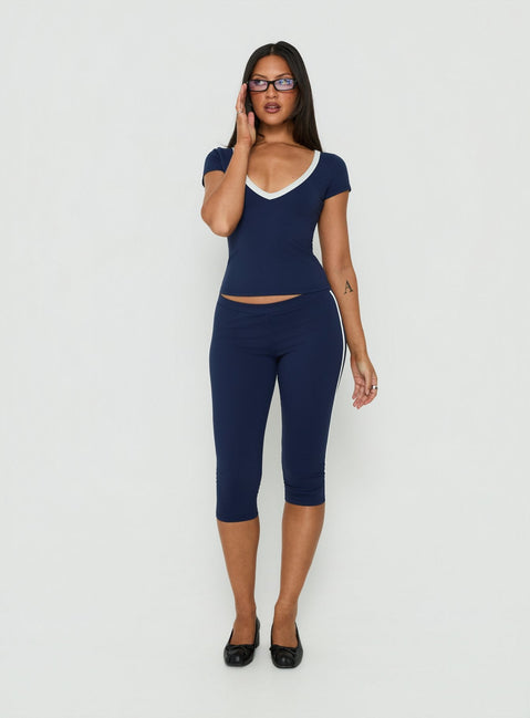 Rowanna Sporty Capri Pants Navy / Cream
