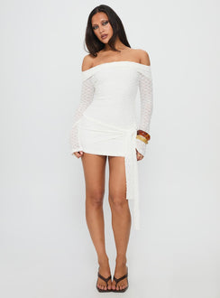 Karmin Long Sleeve Boucle Mini Dress White