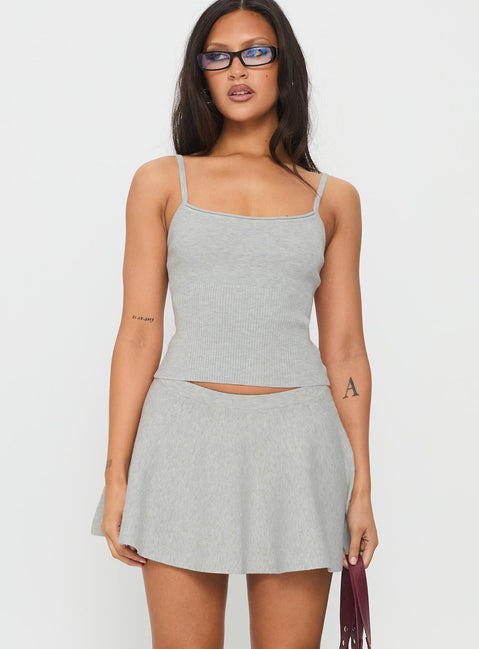 Juni Floaty Knit Mini Skirt Grey Marle