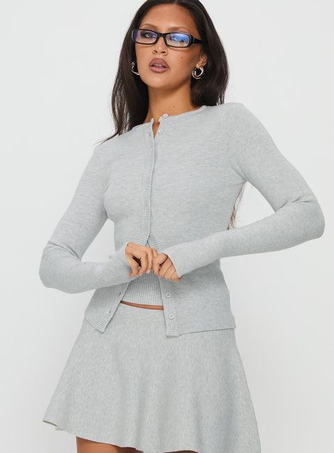 Juni Long Sleeve Knit Top Grey Marle