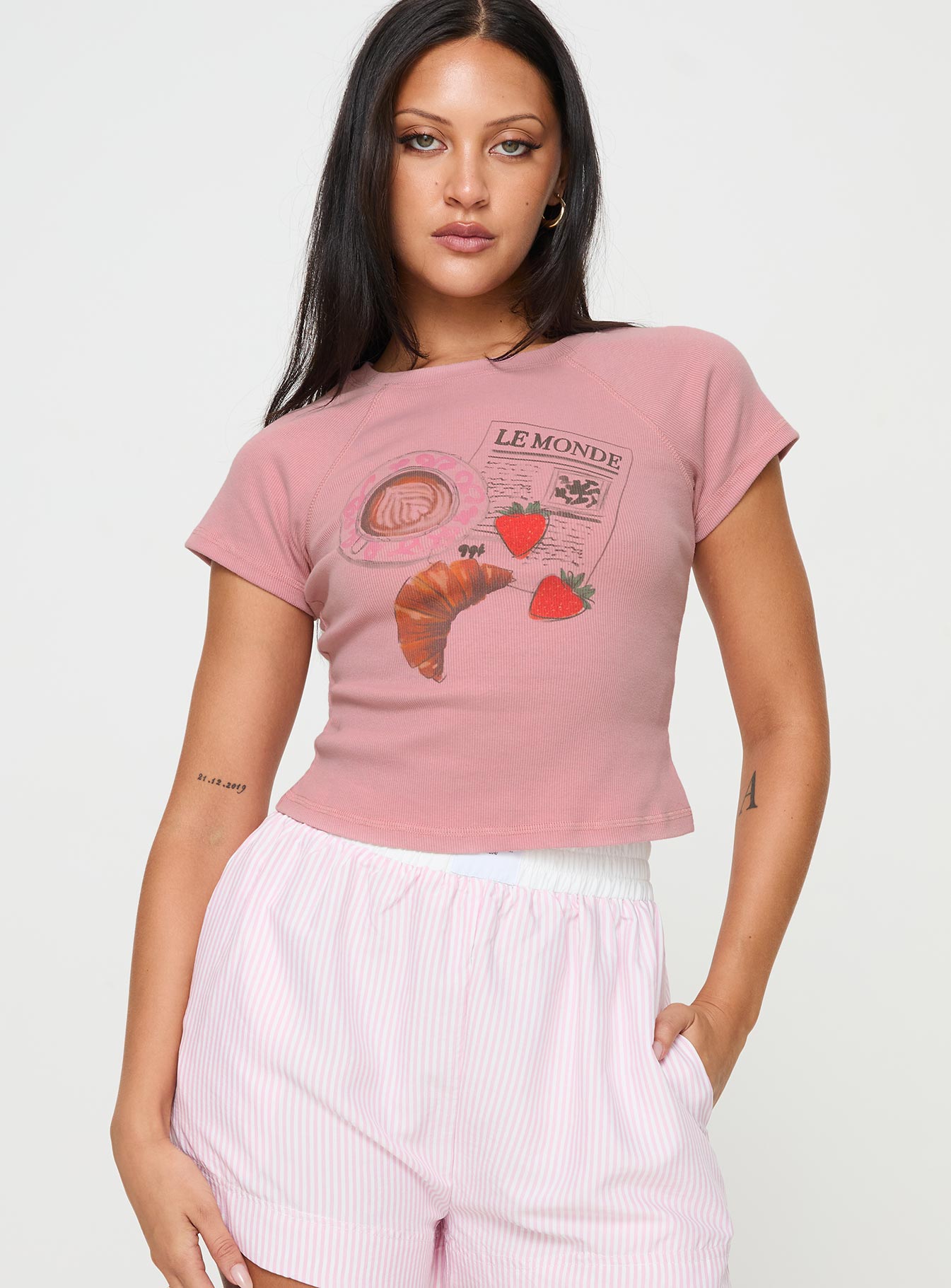 Breakfast Buffet Sleep Tee Pink