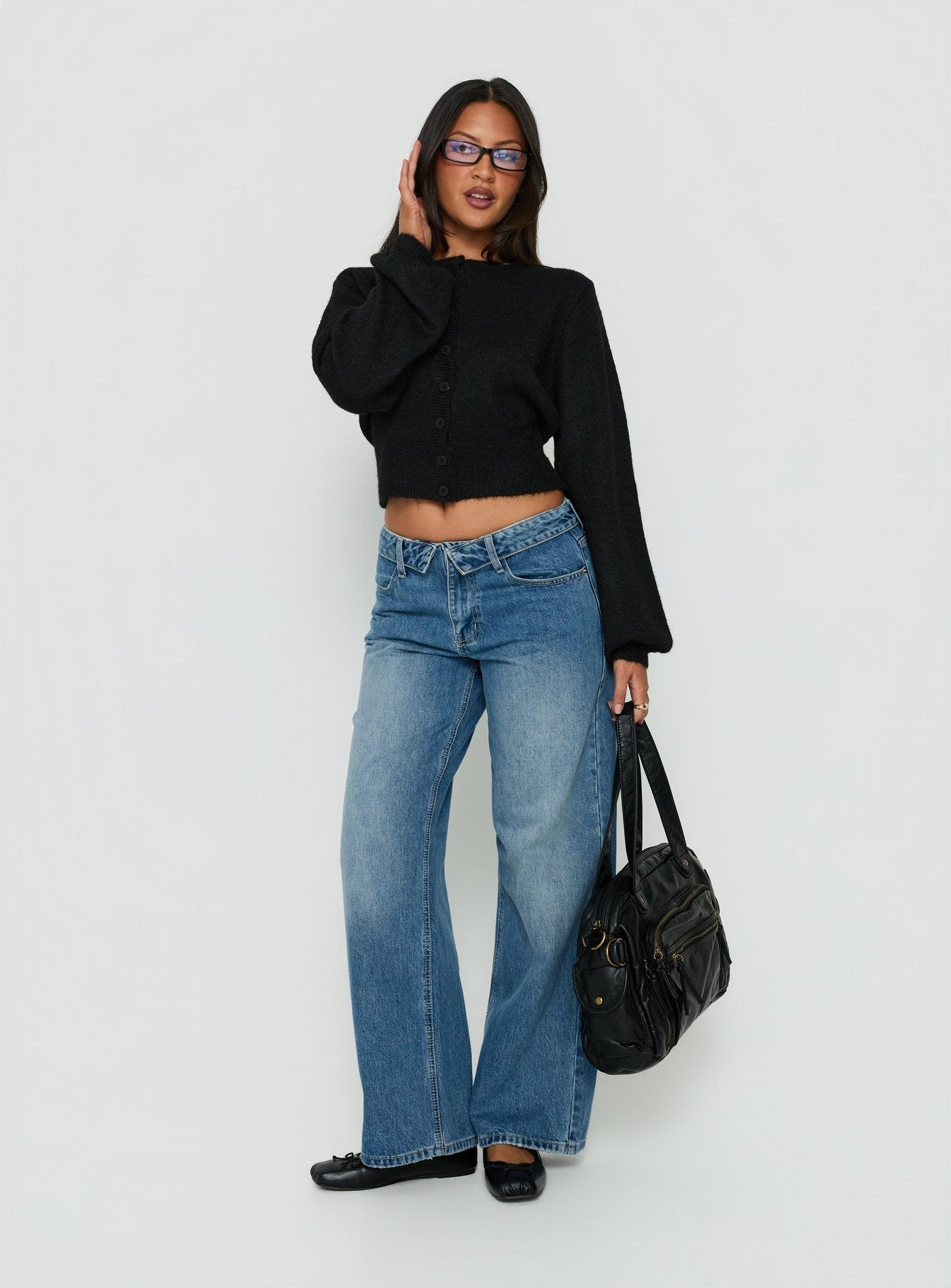 Dawsen Button Down Cardigan Black
