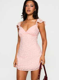 Savie Broderie Mini Dress Pink