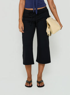 Kallora Low Rise Wide Leg Capris Black