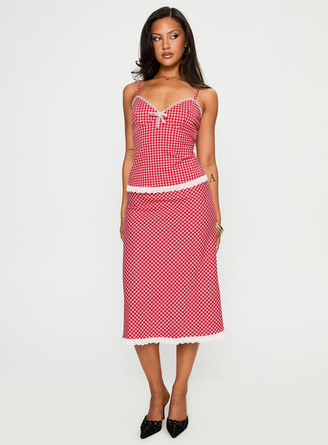 Love In London Set Red Check