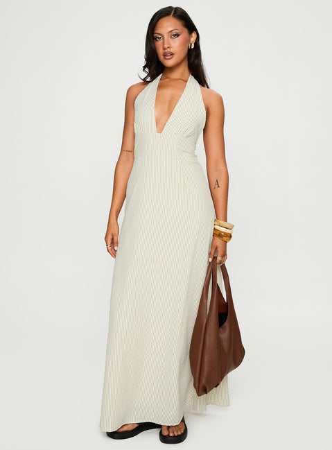 Caralyn Halter Maxi Dress Multi Stripe