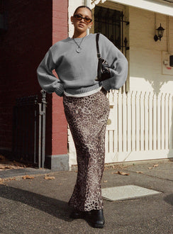   front view of model wearing Princess Polly Manda Maxi Skirt Leopard Maxi 