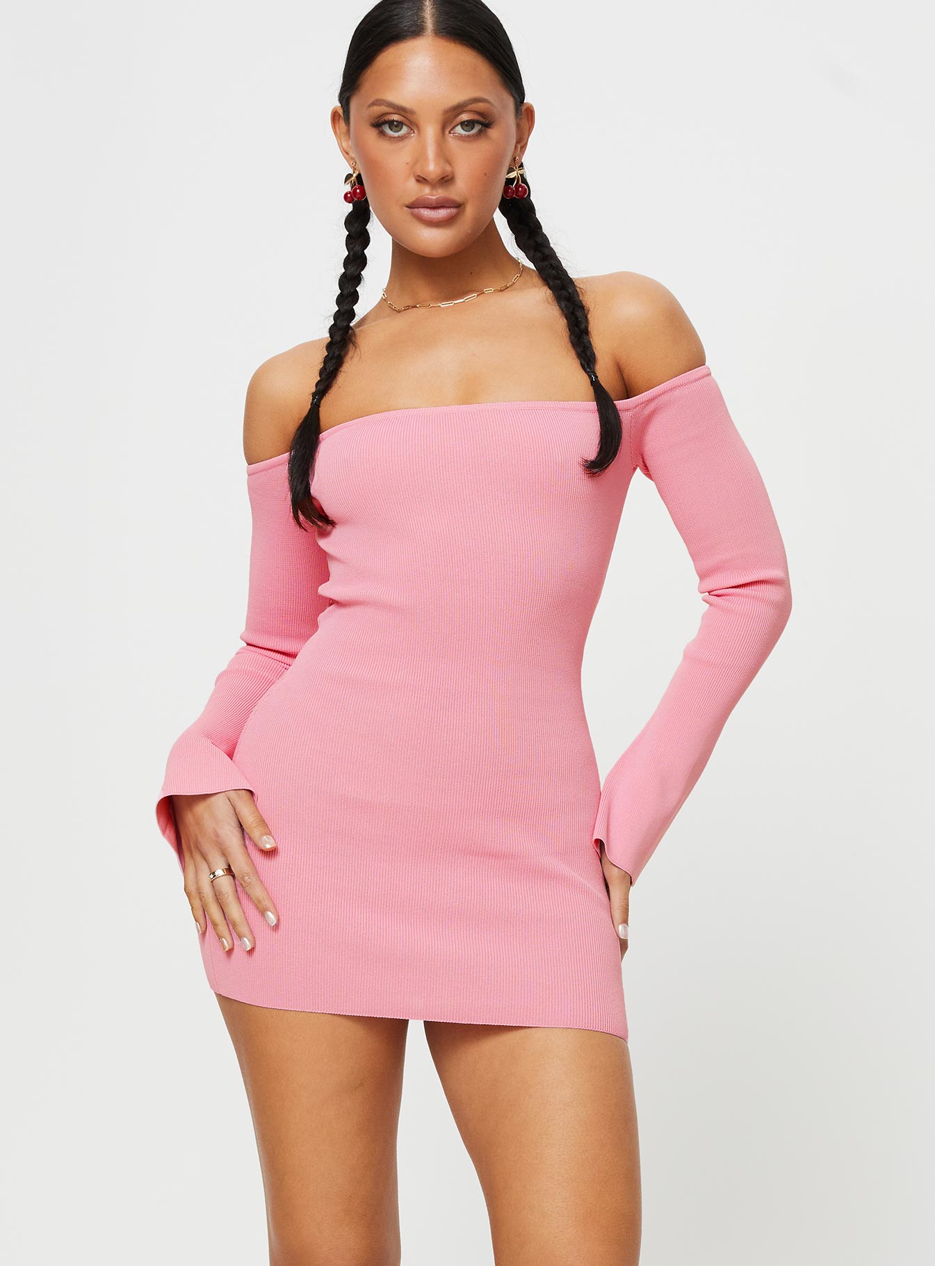 Parisa Long Sleeve Mini Dress Pink