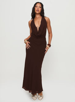 Alejandria Cowl Neck Maxi Dress Chocolate Petite
