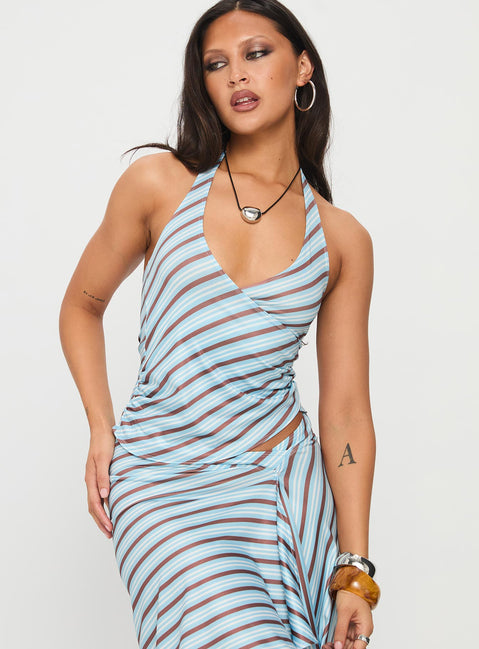 Fayez Top Diagonal Blue Stripe