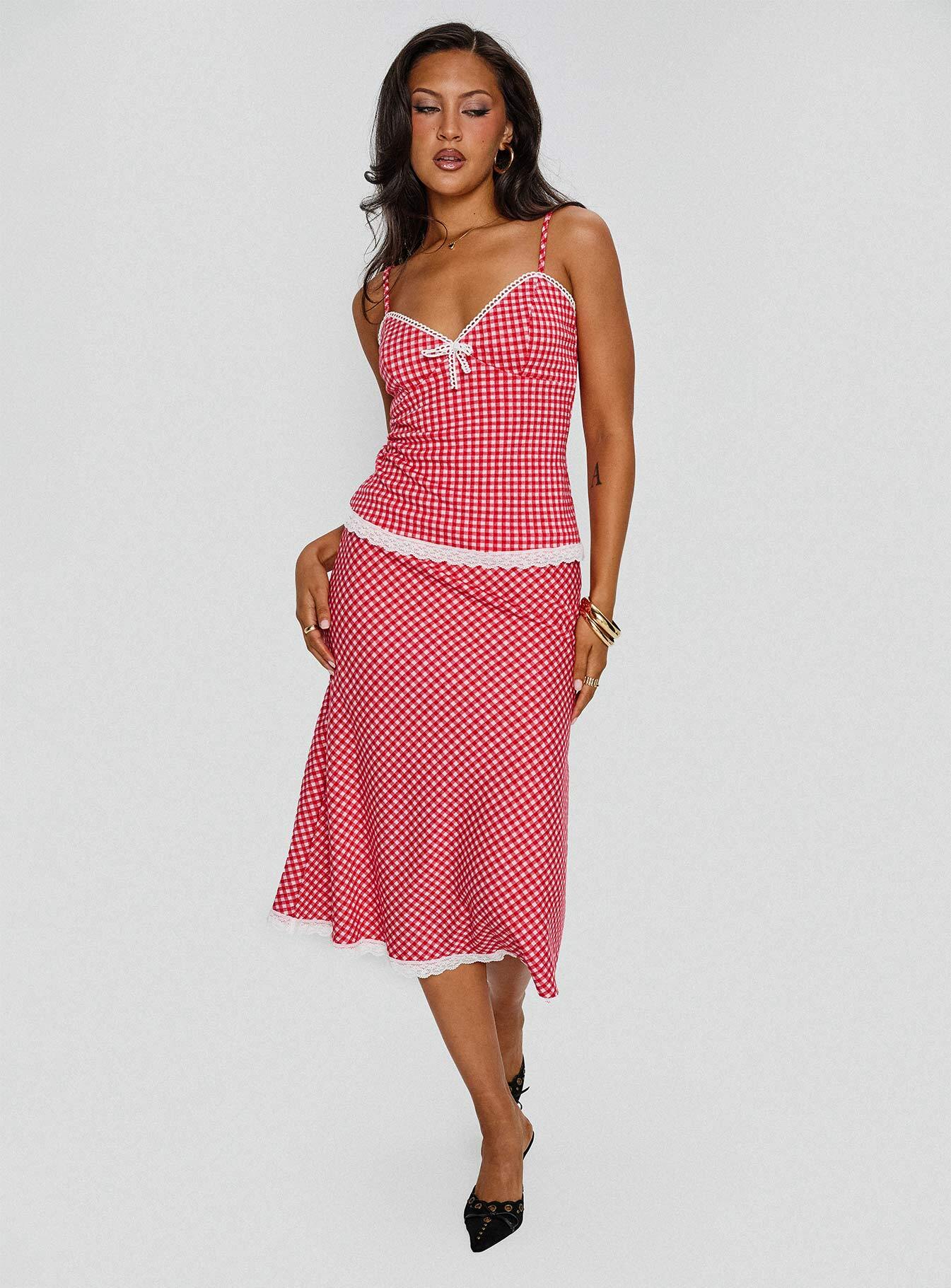 Love In London Set Red Check