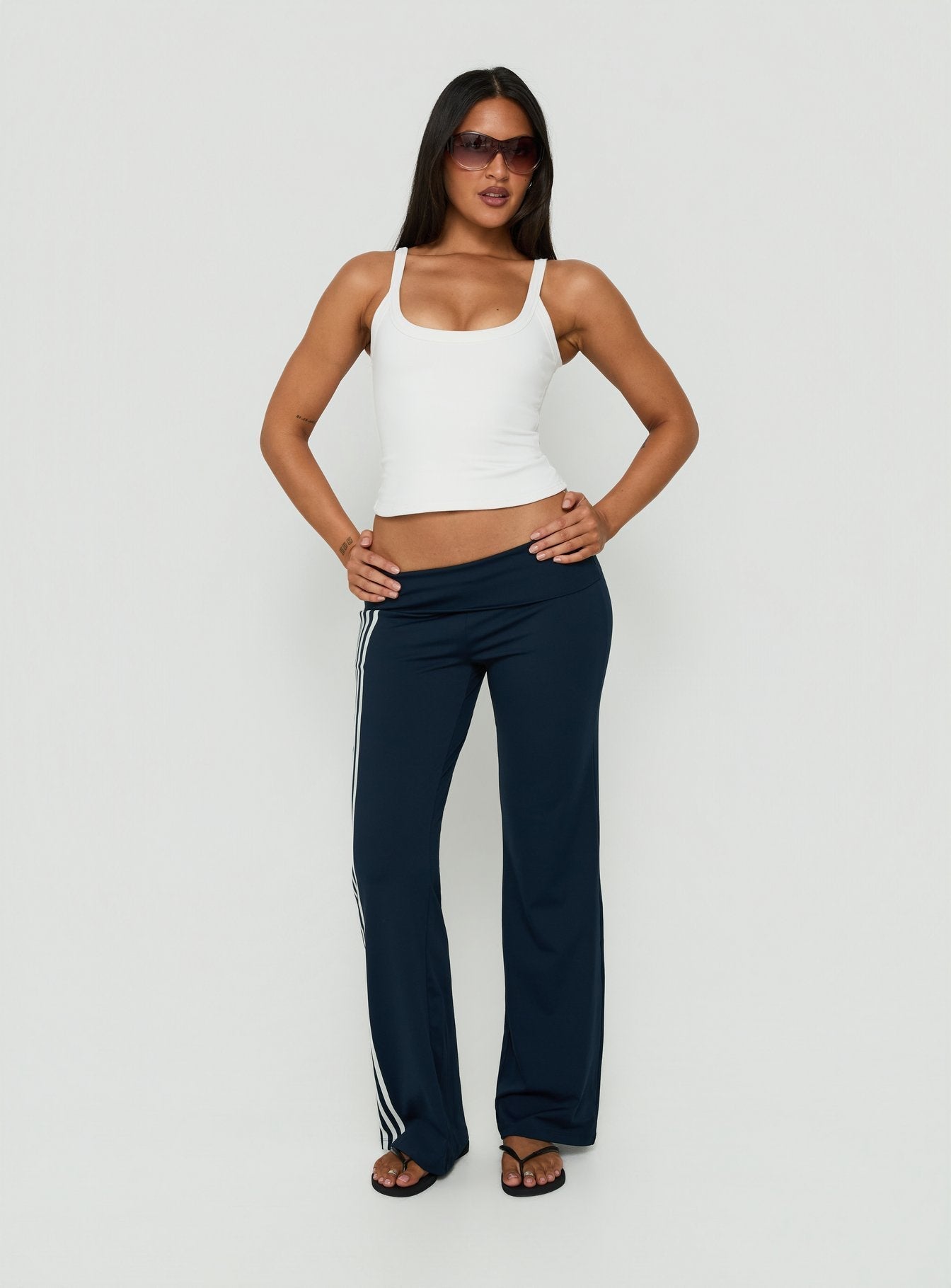 Layover Straight Leg Pants Navy Stripe