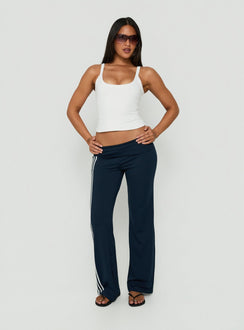 Layover Straight Leg Pants Navy Stripe