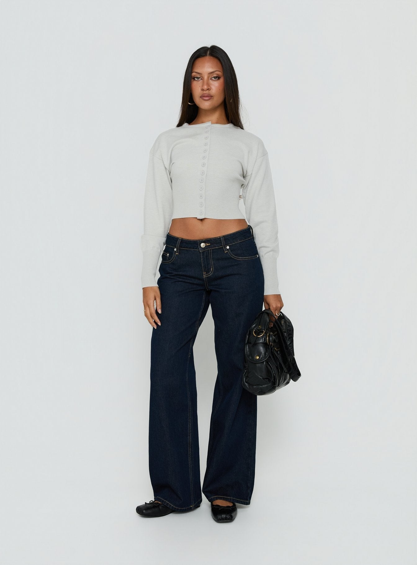 Featuring the Emerina Cinched Button Down Cardigan Grey womens jumpers with short length product Princess Polly