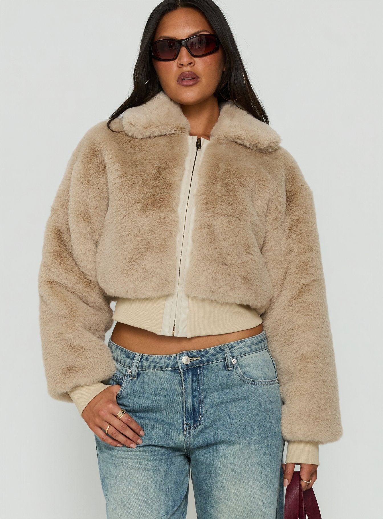 Drita Faux Fur Jacket Sand