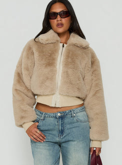 Drita Faux Fur Jacket Sand
