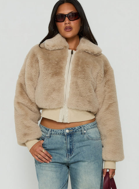 Drita Faux Fur Jacket Sand