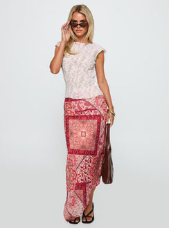 Cyriella Asymmetrical Midi Skirt Red