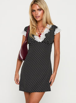 Julienne Mini Dress Black / Polka