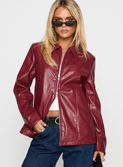 Friday Night Faux Leather Jacket Red