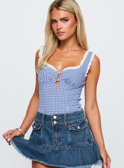 City Of Dreams Bodysuit Blue Gingham