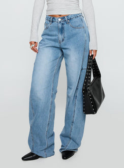 Esperance Mid Rise Barrel Leg Jeans Vintage Blue