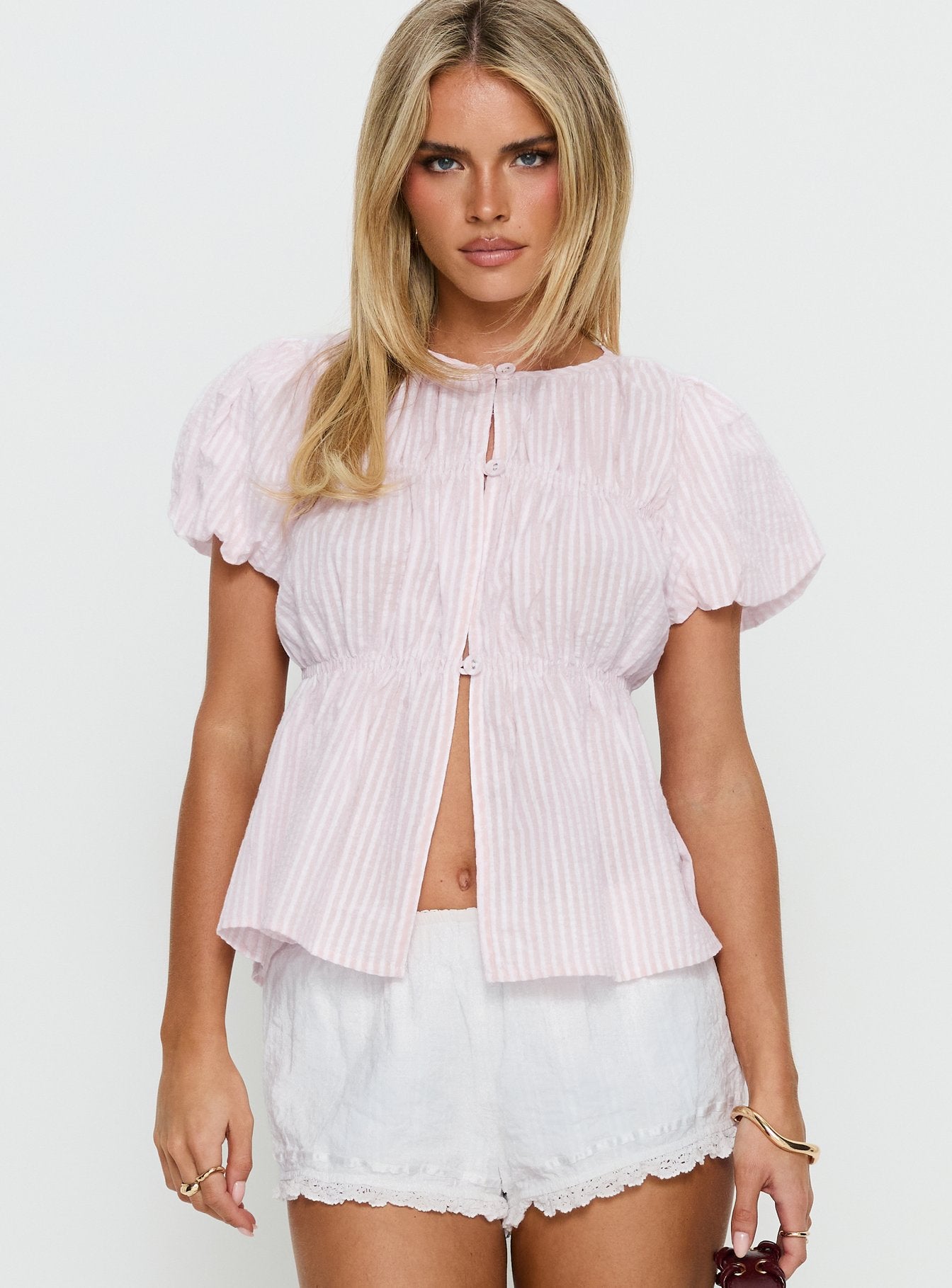 Such A Sweetie Babydoll Top Pink / White Stripe