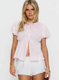 Such A Sweetie Babydoll Top Pink / White Stripe