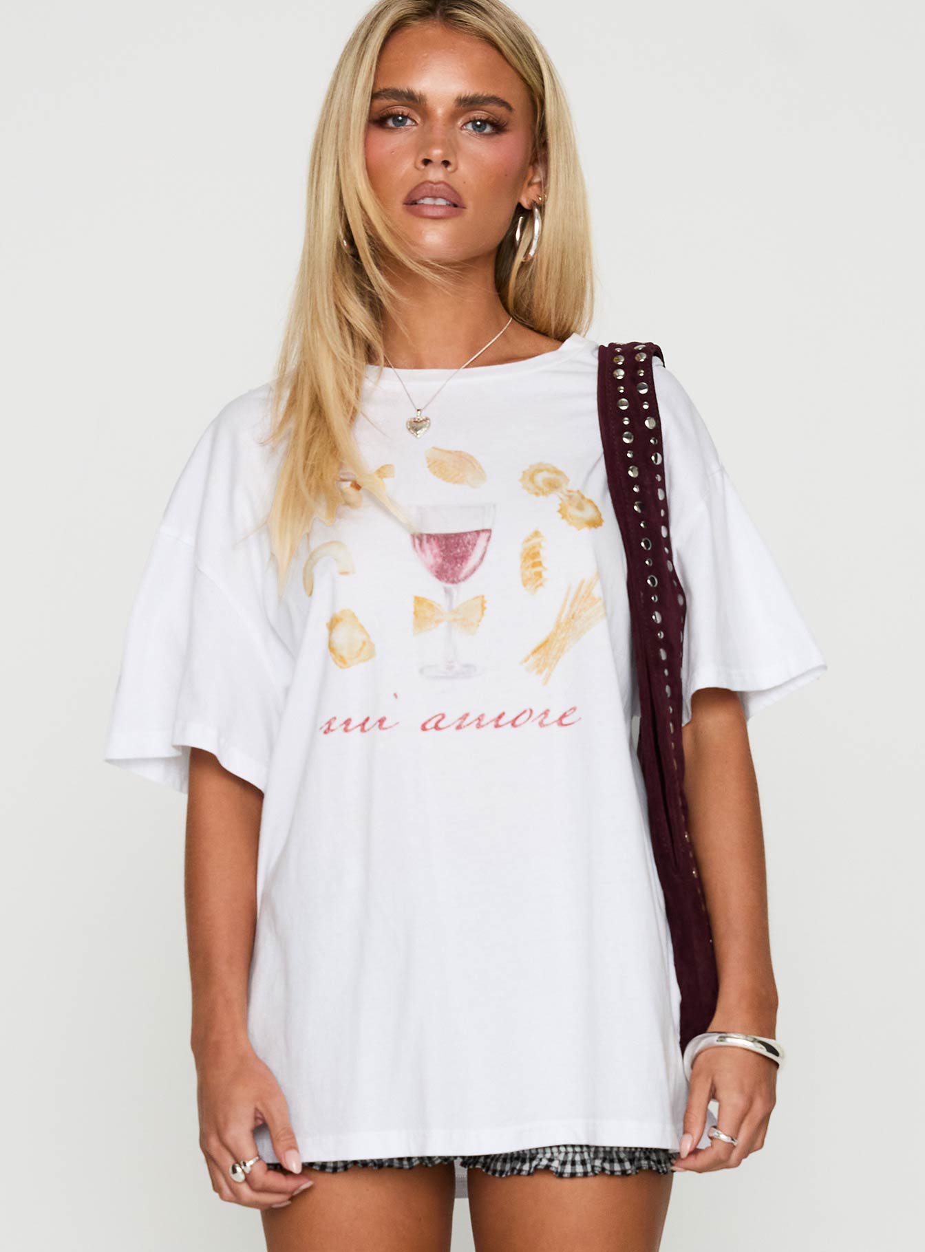 Mi Amore Pasta Oversized Tee White