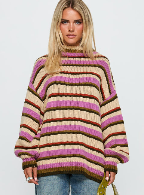 Got The Music Knit Sweater Multi Stripe