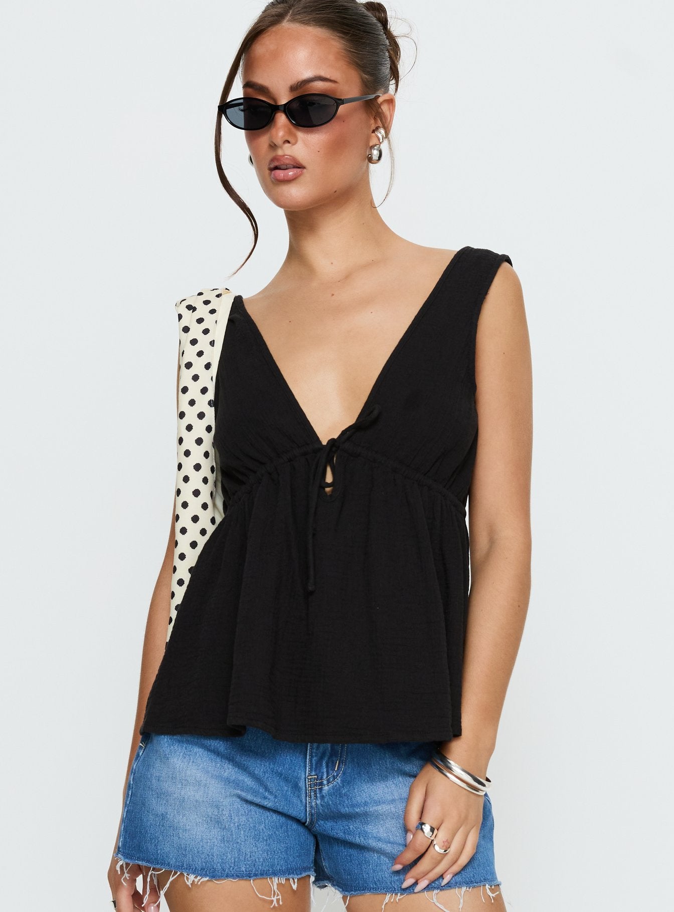 Dianna Babydoll Cami Top Black