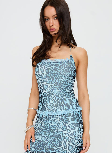Inner Beauty Top Blue Leopard
