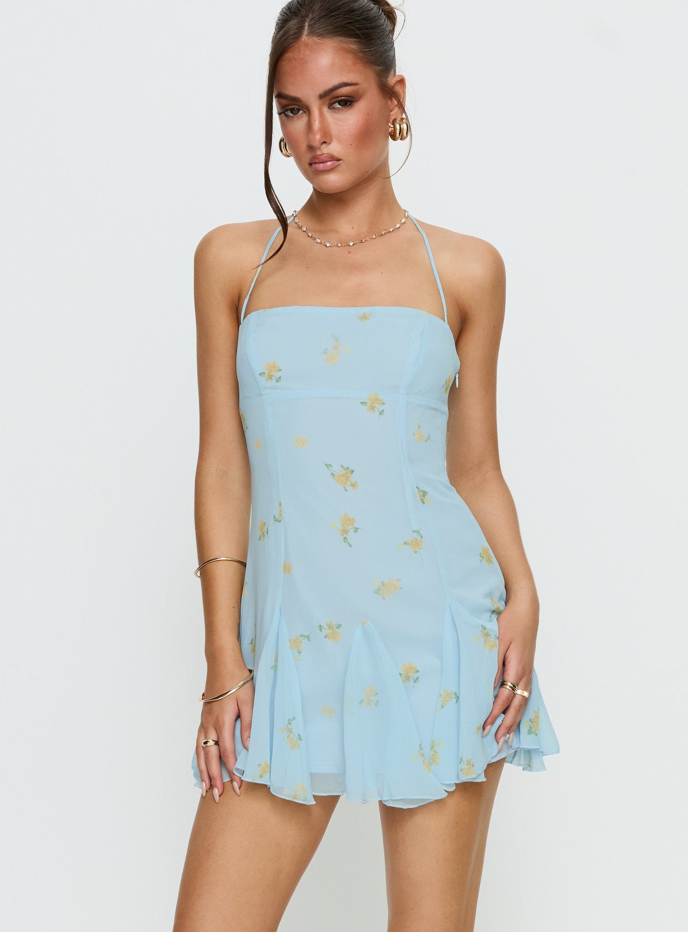 Delamere Mini Dress Pastel Blue Floral