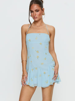 Delamere Mini Dress Pastel Blue Floral
