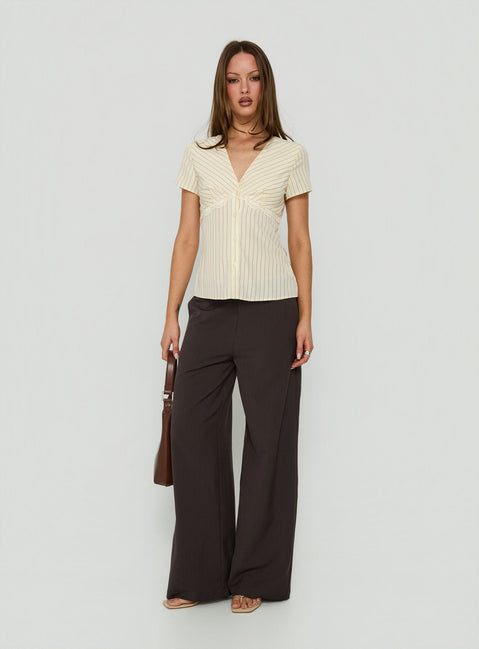 Mericana Low Rise Wide Leg Pants Brown