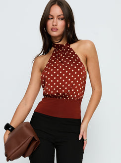 Rania Top Polka Burnt Red