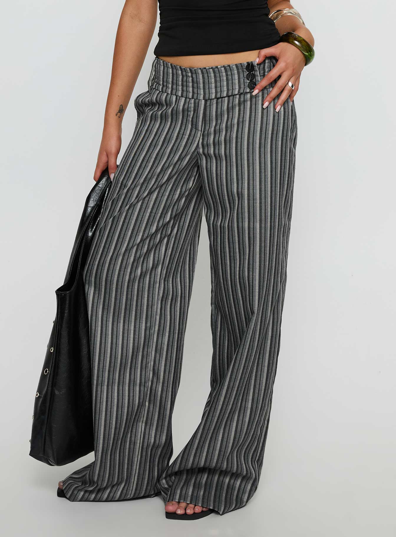 Cedars Low Rise Pant Grey Stripe