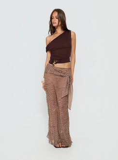   side view of model wearing Princess Polly True Spirit Chiffon Maxi Skirt Multi Maxi Skirts 