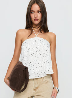 Moonlit Top White Polka